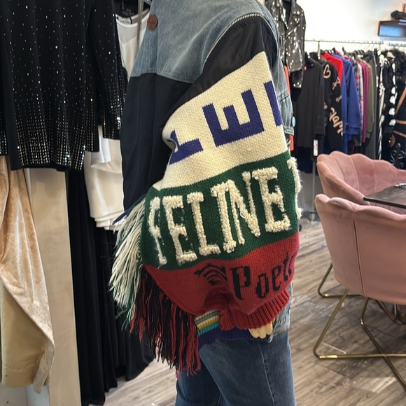 Denim fringe  multi colored jacket - Picture 11 of 13